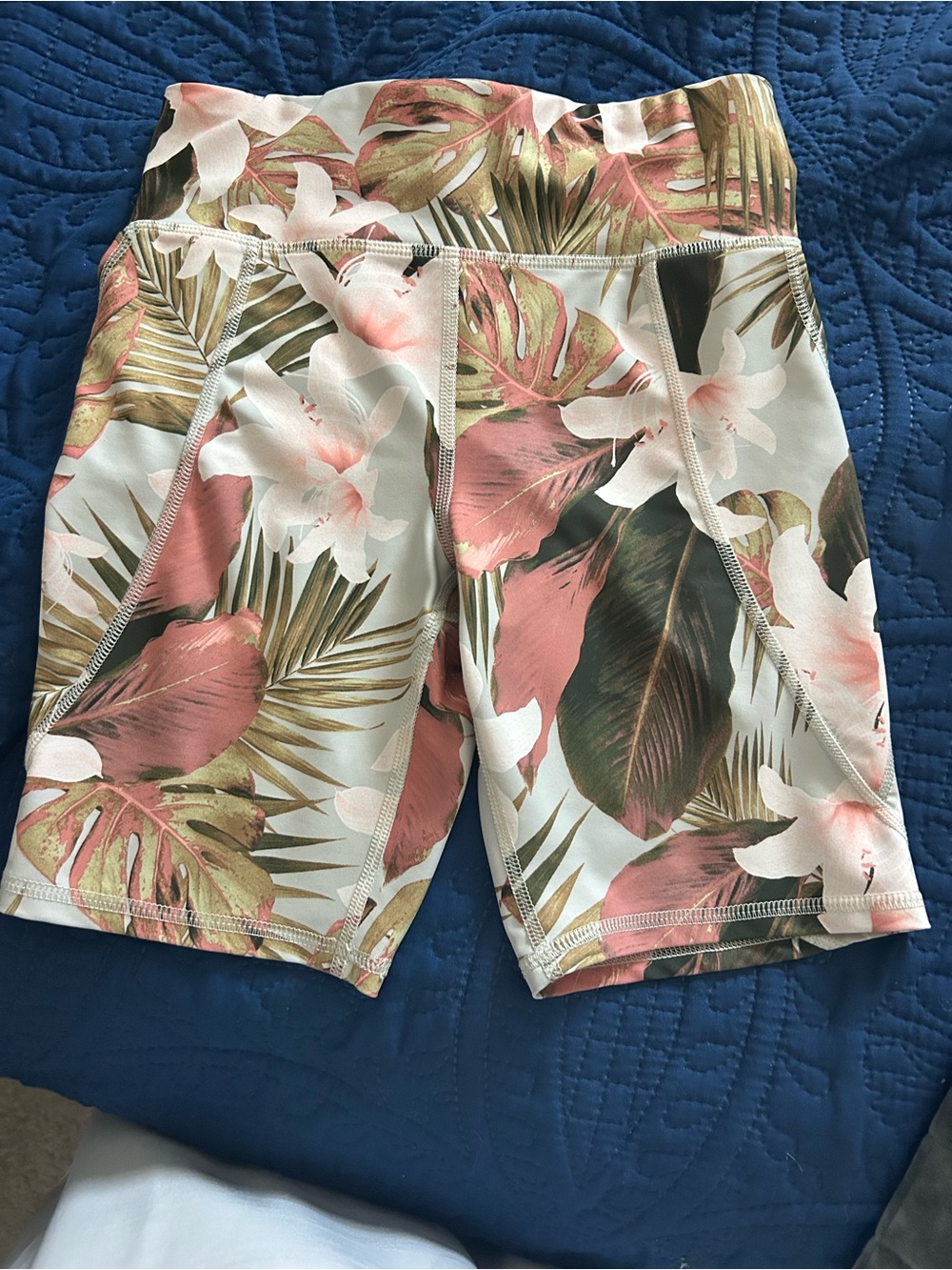 Old Navy Tropical Floral High-Rise Bike Shorts - Pink, Green, White